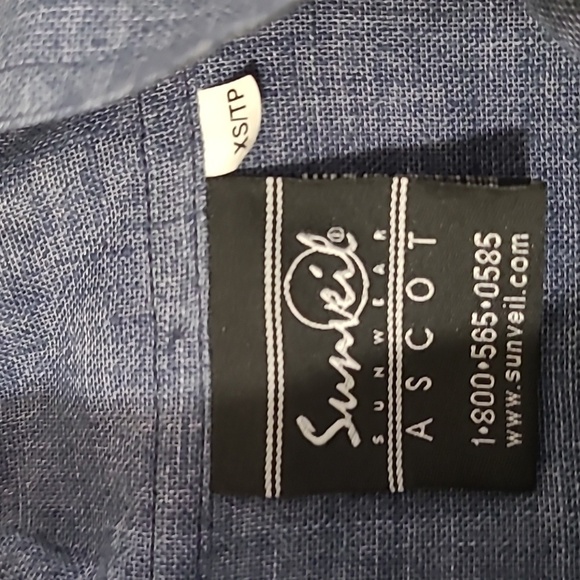 Sunveil Chambray blue long sleeve zip front cinch waist removable hood jacket - Picture 4 of 9